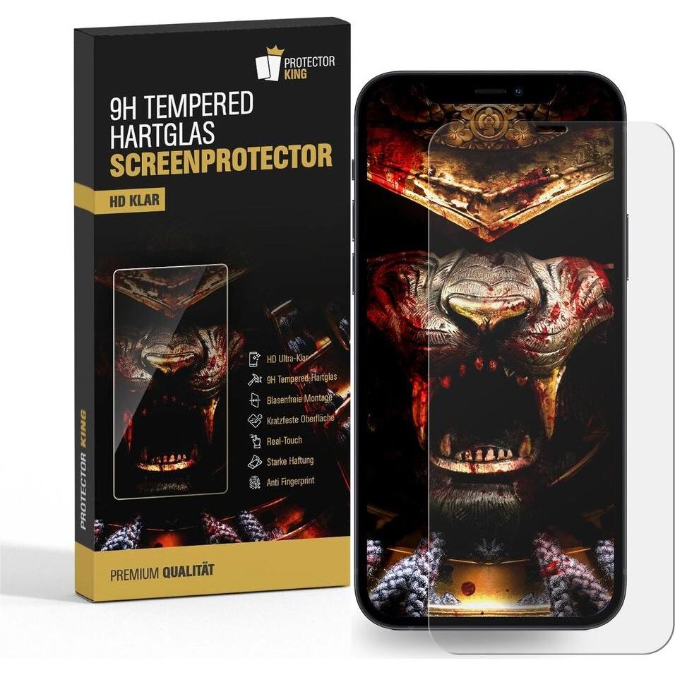 Thumbnail - Protectorking 4x 3D A++ echtes Tempered 9H Panzerhartglas KLAR (4 Stück, Apple iPhone 12), Smartphone Schutzfolie