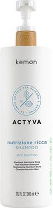 Kemon Intensiv Feuchtigkeitsspendendes Shampoo Actyva Nutrizione Ricca (1000 ml, Flüssiges Shampoo)