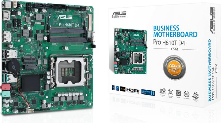 Productafbeelding ASUS MB PRO H610T -CSM (LGA 1700, Intel H610, Mini-ITX)