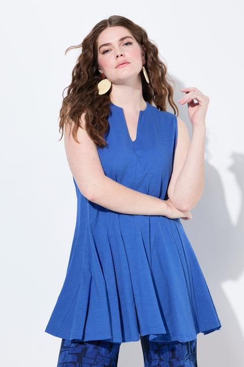Actual product image Ulla Popken Eco Cotton Sleeveless Godet Pleated Knit Tunic (46, 48)