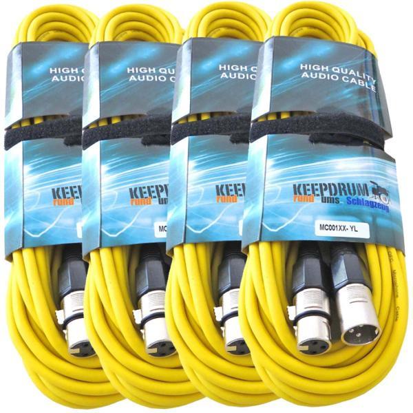 keepdrum 10m MC-001XX YW Mikrofonkabel XLR Gelb 4 Stück (10 m), Audio Kabel