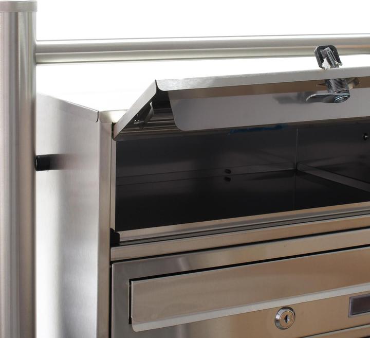 Produktbild Wiltec 5er Briefkastenanlage Edelstahl 513x270x1500mm Standbriefkasten Post