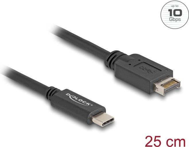 Image du produit Delock Câble USB 10 Gbps USB Type-E Key A 20 Pin mâle vers U (0.25 m, USB 3.2 Gen 2)