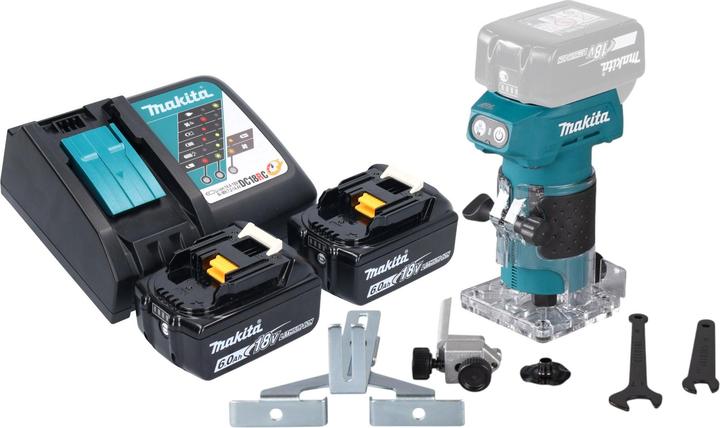 Immagine prodotto Makita DRT 52 RG fresatrice per bordi a batteria 18 V 6 mm brushless + 2x batteria 6,0 Ah + caricabatterie