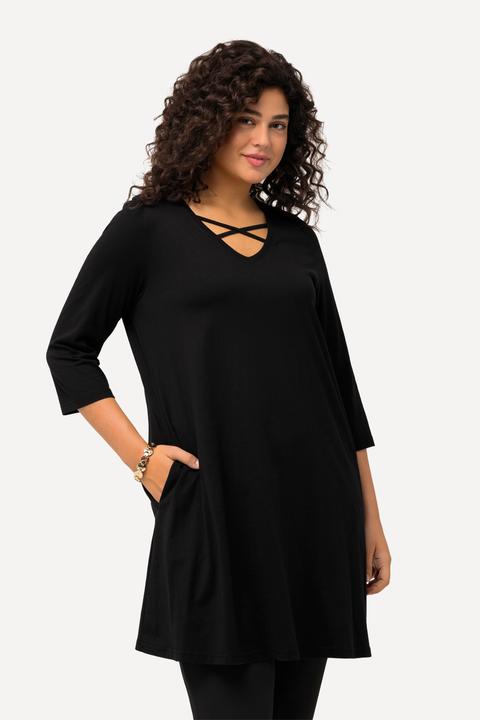 Produktbild Ulla Popken Longshirt, Zierbänder, A-Linie, V-Ausschnitt, 3/4-Arm (50, 52)