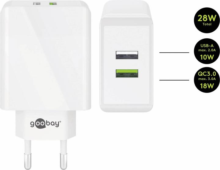 Produktbild Goobay Dual USB-A Schnellladegerät (28 W)