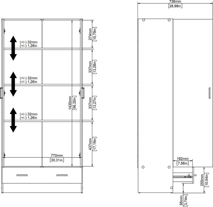 Actual product image Tvilum Spell (79.40 x 35.70 x 170.40 cm)
