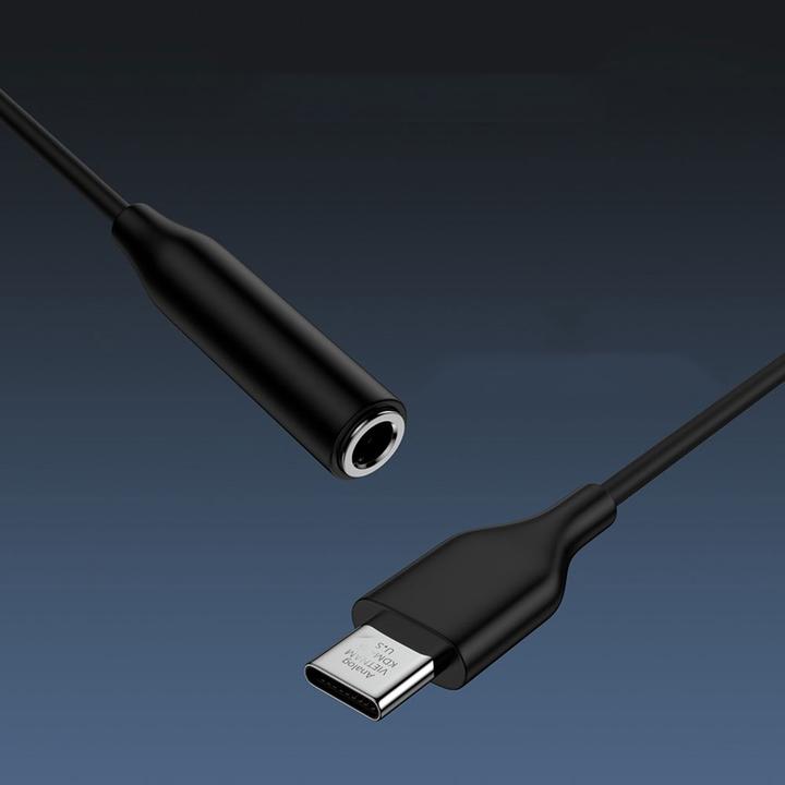 Produktbild Apfelkiste USB C auf 3.5mm AUX Klinke Adapter Kabel, 10cm, Schwarz (Klinkenadapter)