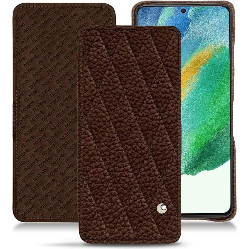 Noreve Lederschutzhülle Samsung Galaxy S21 FE (Samsung Galaxy S21 FE), Smartphone Hülle, Braun