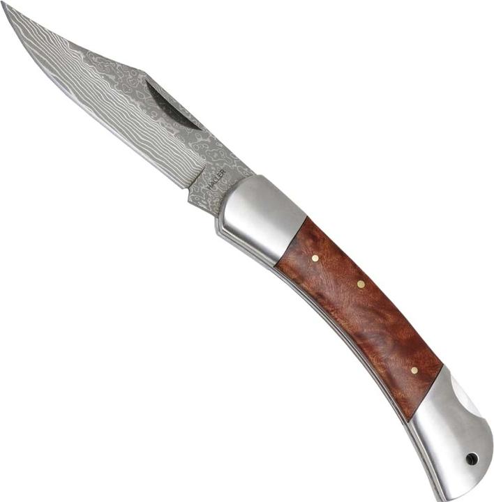 Actual product image Haller Damascus pocket knife root wood 80622 (10 cm)