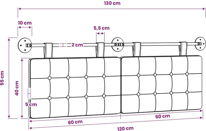 Actual product image vidaXL Schlafzimmer-Kopfteil (130 x 5 x 5 cm)