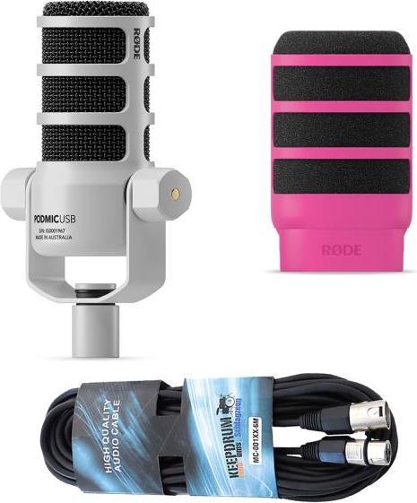 Podmic USB Weiss USB-C zu USB-C Kabel 3m Schaumstoff-Popschutz WS14P Popschutz Pink keepdrum XLR-Kabel