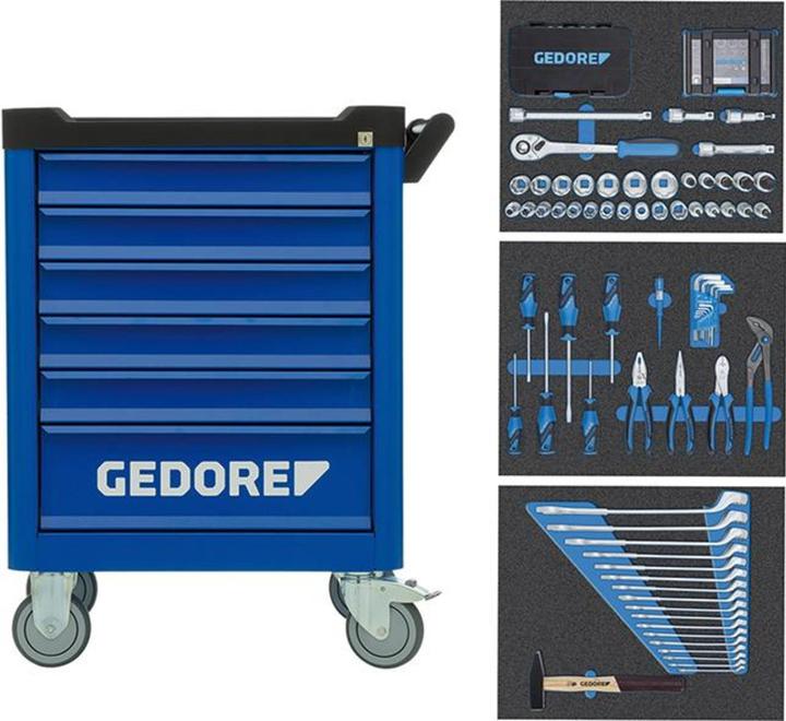 Image du produit Gedore WSL-M-TS-172 - Acier inoxydable - Bleu - 6 tiroir(s) - 625 mm - 903 mm - 510 mm (172x)