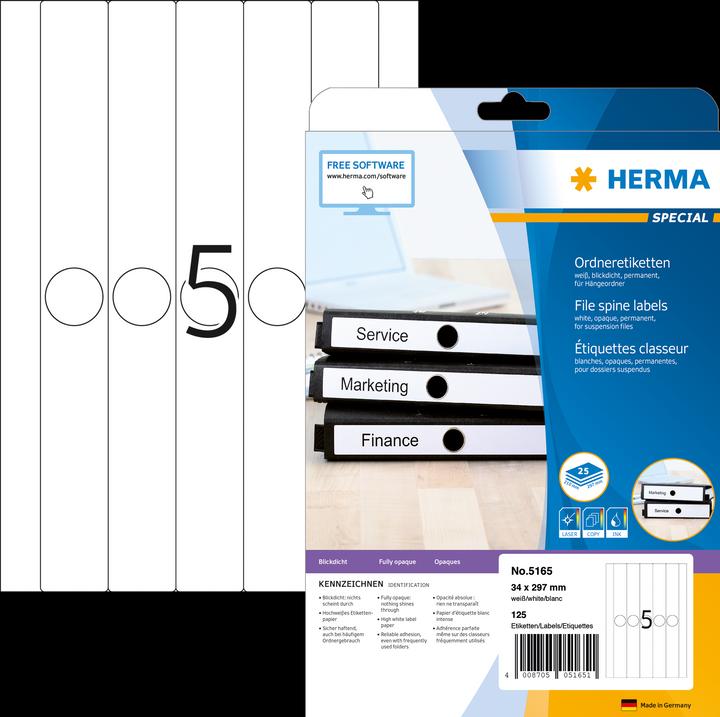 Productafbeelding HERMA A4 etiketten voor hangmappen