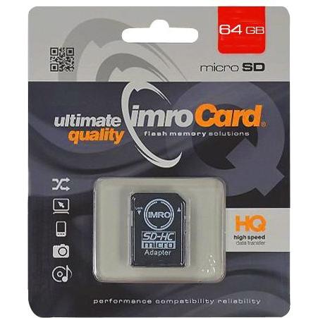 Thumbnail - IMRO 10/64G UHS-I ADP - 64 GB - MicroSDHC - Klasse 10 - UHS-I - 82 MB/s - 21 MB/s (64 GB, microSDHC, U1, UHS-I), Speiche...