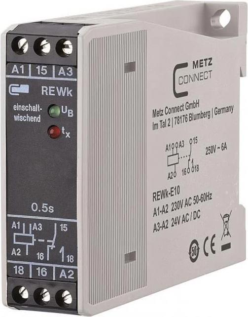 Metz Connect REWk-E10. Produktfarbe: Schwarz, Grün. AC-Ausgangsspannung: 250 V, Stromstärke: 6 A. Ab