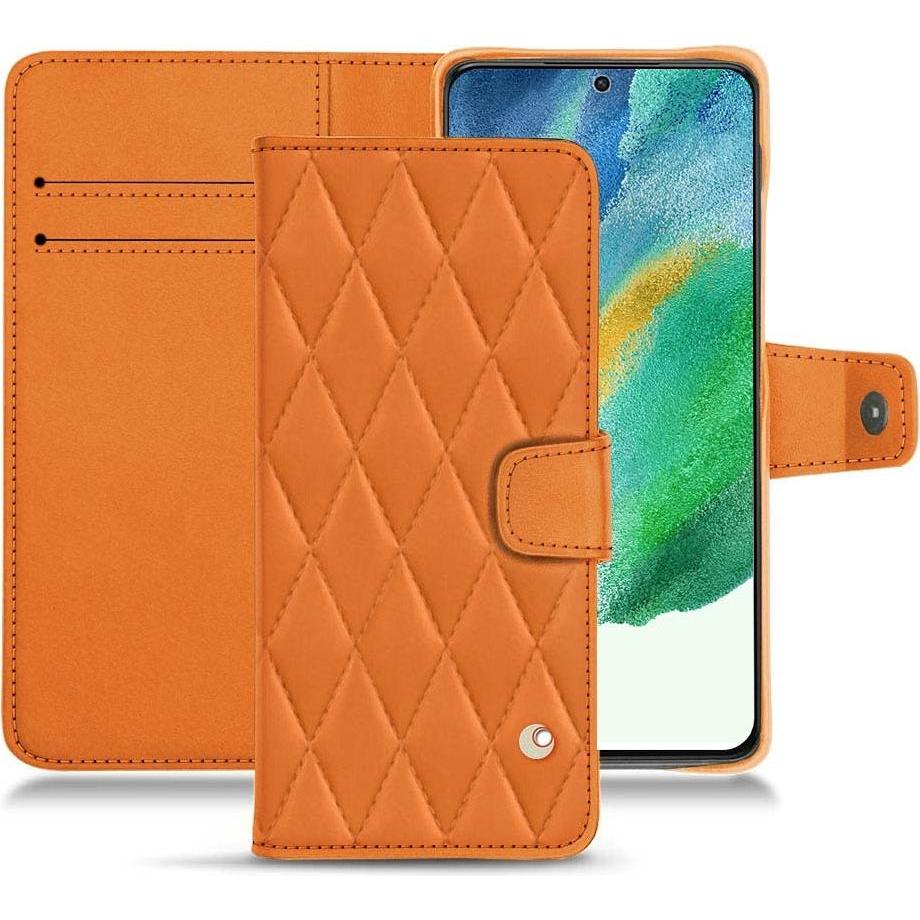 Noreve Lederschutzhülle Wallet (Samsung Galaxy S21 FE), Smartphone Hülle, Orange