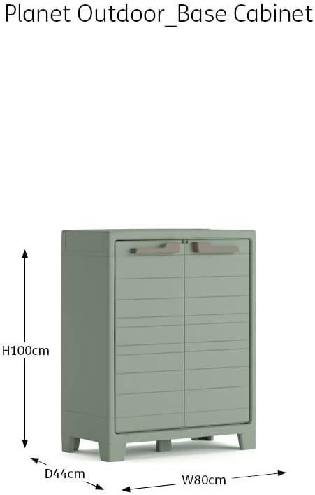 Produktbild Keter Planet Outdoor Opbergkast laag - 1 plank - 44x80x100cm - Lichtgrijs/Zwart