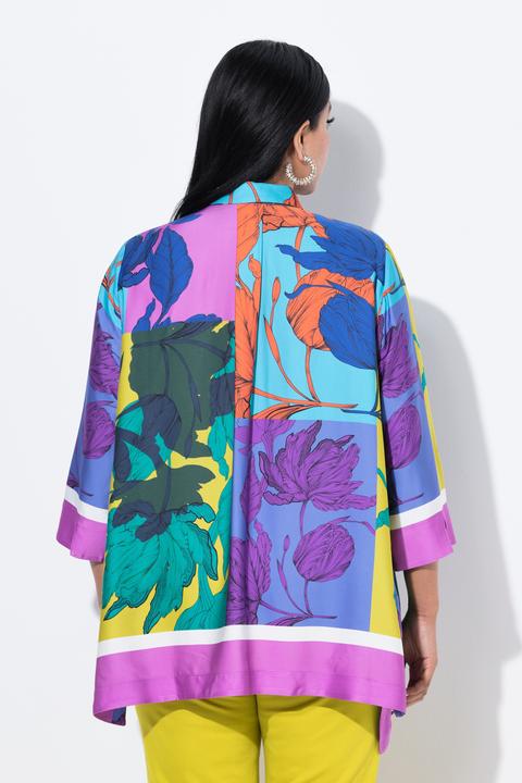 Image du produit Ulla Popken Chemisier oversize, manches 3/4 et col chemise, finition en pointes (46, 48)