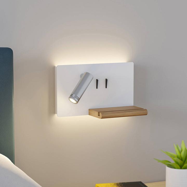 Produktbild Lucande Kimo LED-Wandlampe USB Ablage weiss/nickel (660 lm)