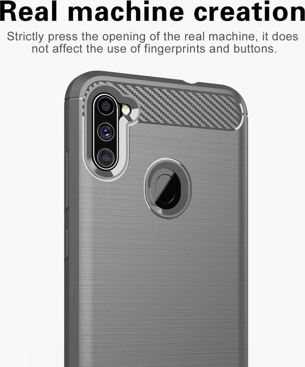 Actual product image Cadorabo TPU Ultra Slim carbon stainless steel Combi Cover (Samsung Galaxy A11, Samsung Galaxy M11)