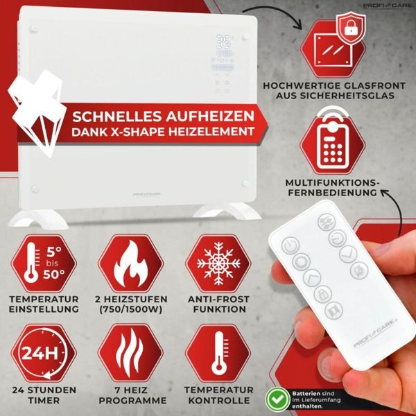 Actual product image Profi-Care Proficare PC-GKH 3118 white glass convector heater (1500 W)