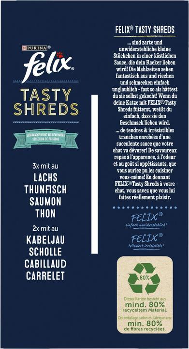 Produktbild Felix Tasty Shreds (Adult, 10 Stk., 800 g)