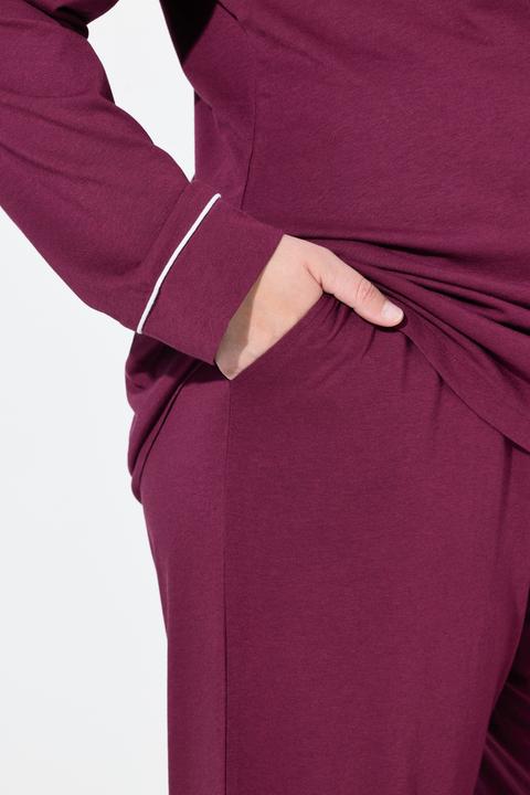 Produktbild Ulla Popken Pyjama, Zweiteiler, Zierpaspeln, V-Ausschnitt, Langarm (62)