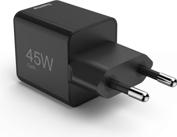 Image du produit Hama Chargeur rapide, USB-C, PD/QC/GaN, super-mini-chargeur, 45 W, noir (45 W, 1 portion)