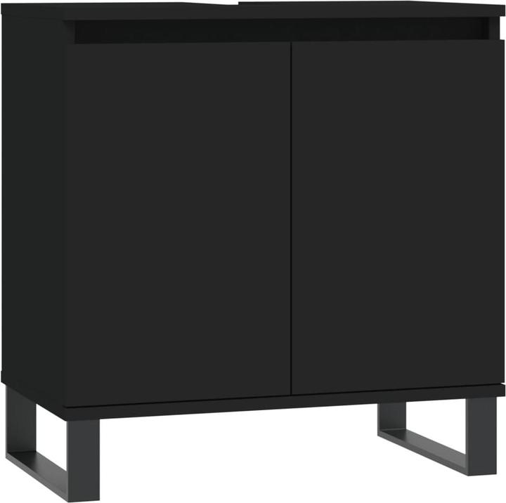 vidaXL Badschrank Schwarz 58x33x60 cm Holzwerkstoff, Farbe (58 x 33 x 60 cm)