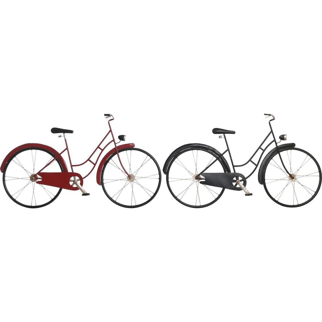 DKD Home Decor, Deko Objekt, Deko-Figur Rot Schwarz Fahrrad Metall (79,5 x 4 x 47 cm) (2 Stück)