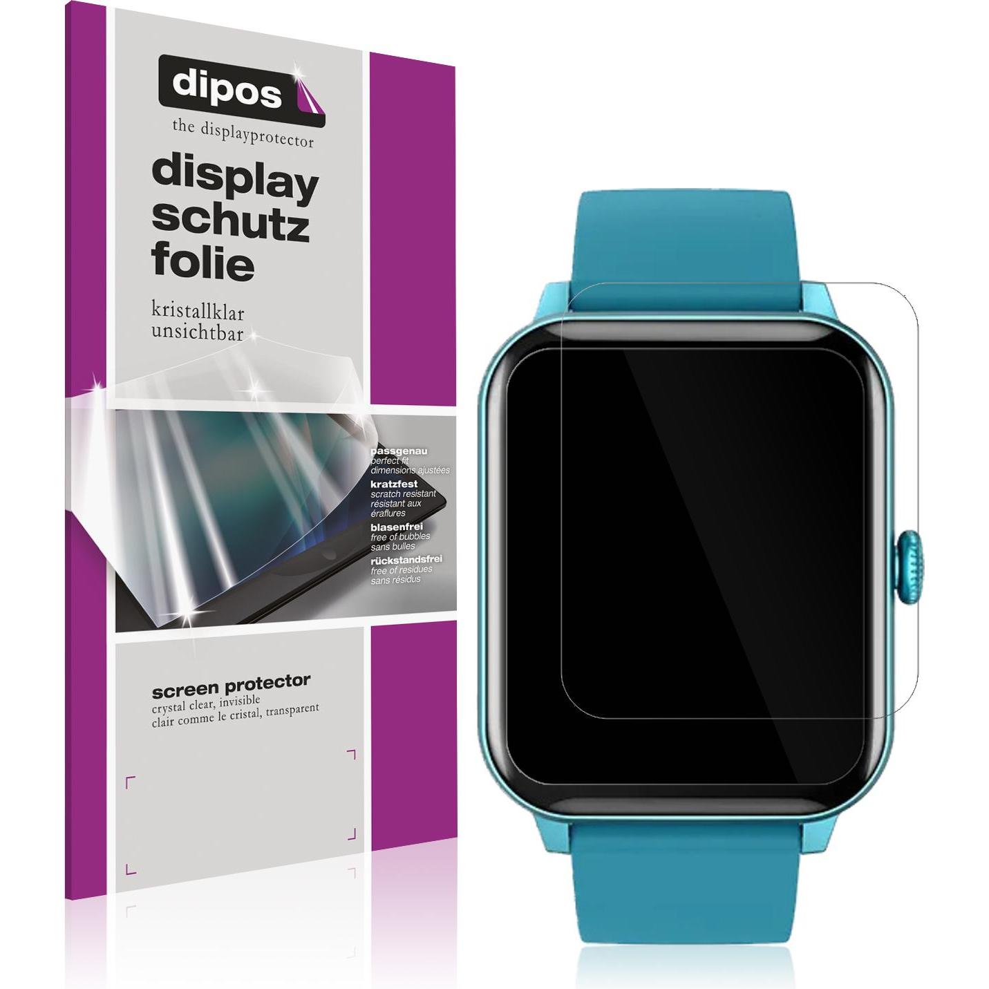 Dipos Displayschutzfolie Crystalclear, Smartwatch Schutzfolie, Transparent