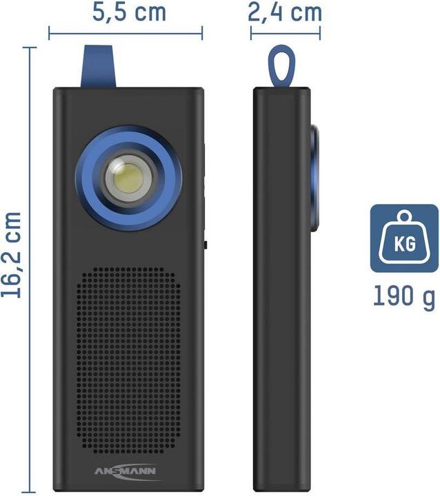 Actual product image Ansmann WL500R Work Light with COB LED and Speaker (500 lm)