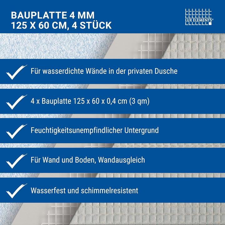 Immagine prodotto Lux elements Pannello da costruzione 4mm, 125x60cm, 4 pezzi (4 pz.)