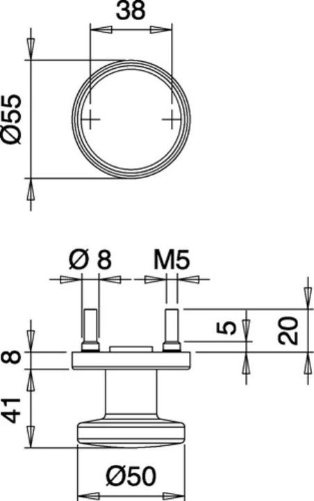 Image du produit EDI Bouton de porte K7/050/02 Acier inoxydable F00 Bouton droit (Bouton de porte)