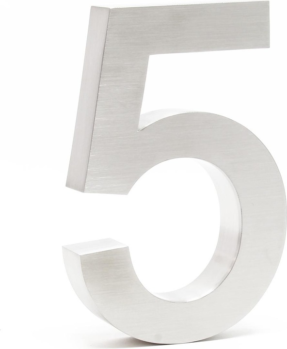 Produktbild Wiltec Hausnummer 5 Edelstahl Hausnummer modern 3D-Design rostfrei