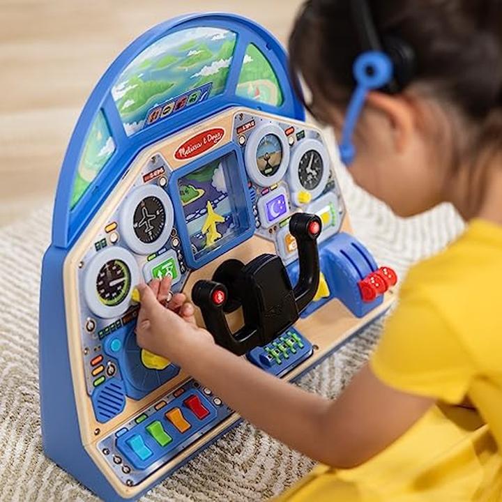Productafbeelding Melissa & Doug - Interactief dashboard voor vliegtuigpiloten, houten speelgoed voor jongens en meisjes vanaf