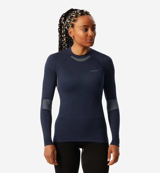 Produktbild Wedze Skiunterwäsche Funktionsshirt Damen weich nahtlos - BL500 dunkelblau/blau (XL)