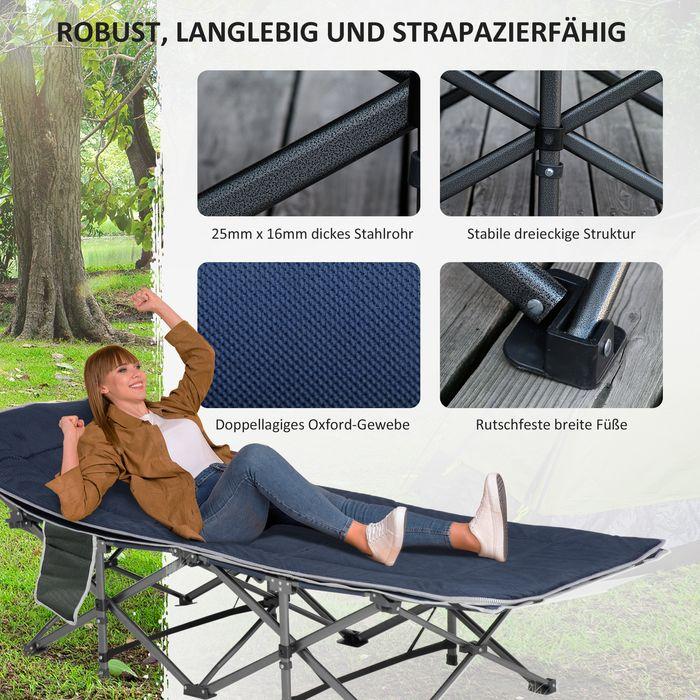 Image du produit Swisshandel24 Campingbett klappbar Feldbett mit Kopfkissen, 188x64.5x53cm, dunkelblau