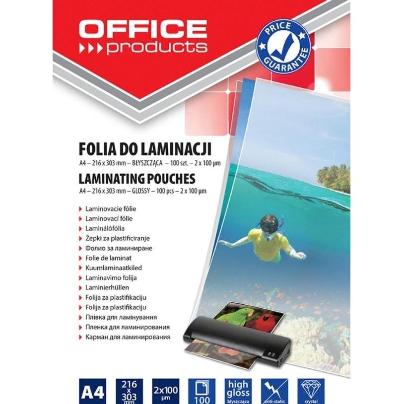 Office Products, Laminierfolie, Office Produktai OFFICE PRODUKTAI LAMINIERFOLIE, A4, 2X100MIC, GLÄNZEND, 100STK, TRANSPA...