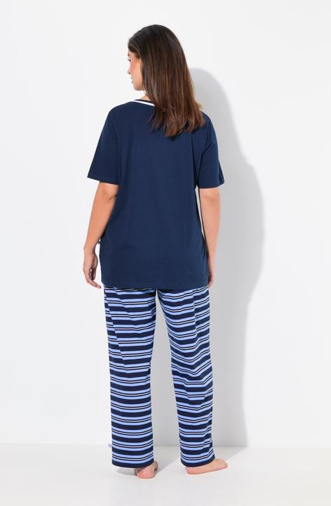 Produktbild Ulla Popken Pyjama, Ringelhose, Rundhals, Halbarm, Taschen (46, 48)