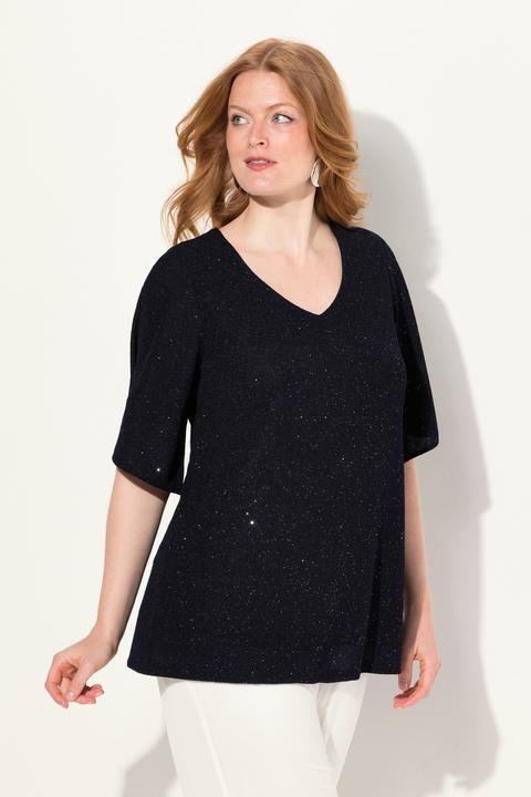 Actual product image Ulla Popken Sparkling Layered Short Sleeve Tee (50, 52)