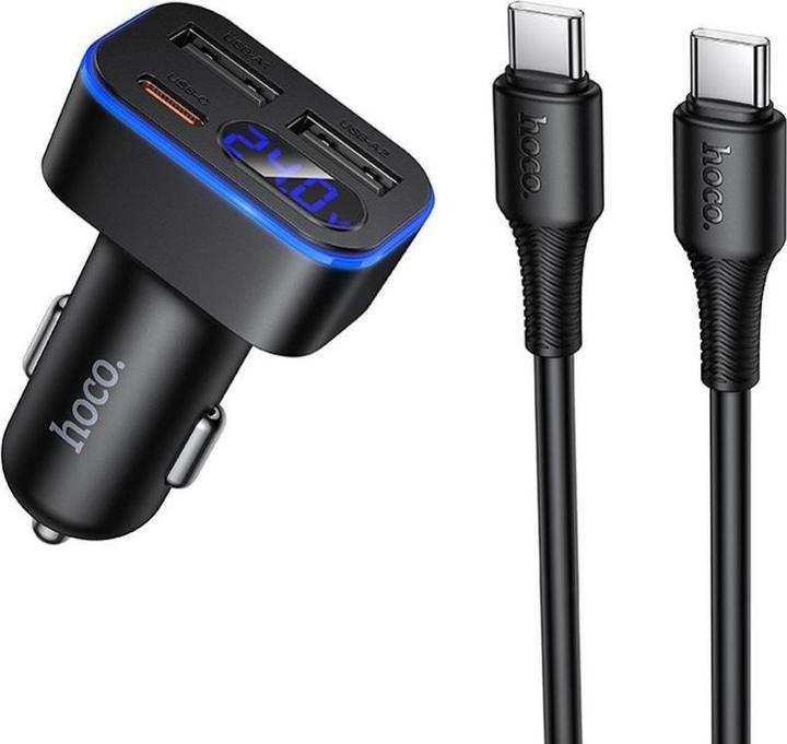 Hoco Auto charger Car charger with LCD 2xUSB A + 1xUSB C PD QC3.0 42W Z63A black