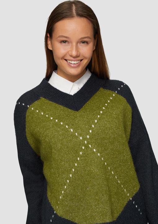 Produktbild S.Oliver Strickpullover Oversized Wollmix-Strickpullover mit Argyle-Muster (34)