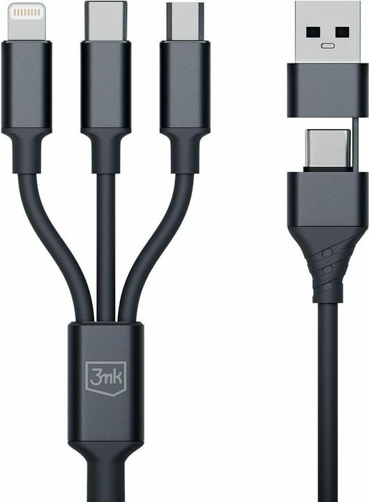 Produktbild 3MK Hyper Cable 3w1 USB-A/USB-C - USB-C/Micro/Lightning 1.5m Czarny/Black Kabel (1.50 m, USB 3.2 Gen 1, 12 W)