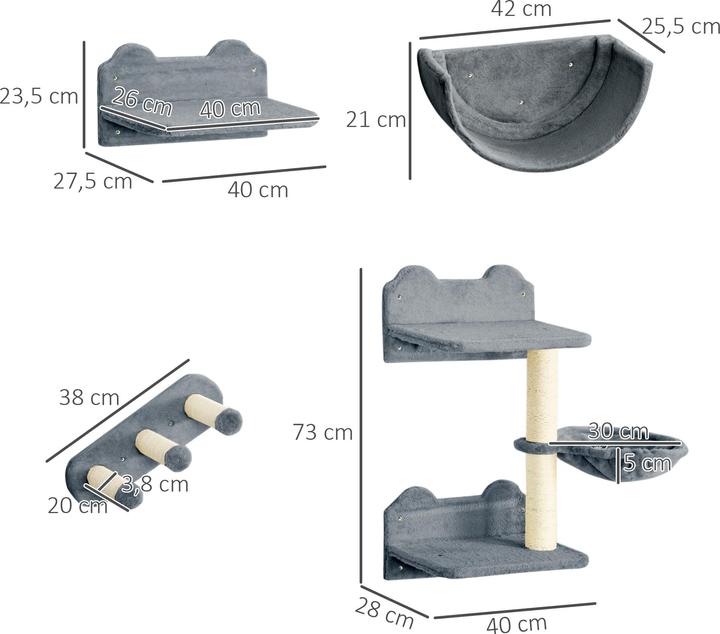 Produktbild PawHut Kletterwand (73 cm, Grau)