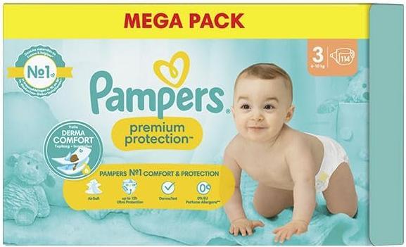 Image du produit Pampers Premium Schutz (Taille 3, Pack mensuel, 114 pcs)