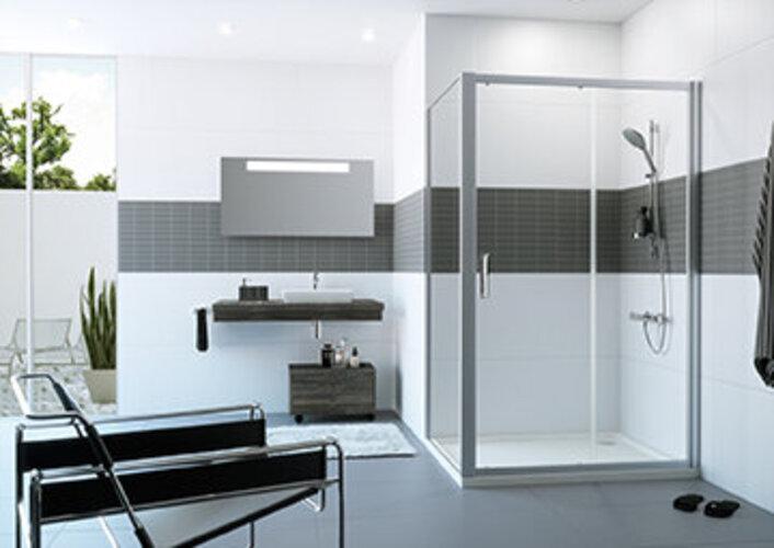 Actual product image Hüppe Classics 2 4-corner sliding door 1-piece with fixed segment, width:155 cm, height:200cm, fixi (204 cm, 155 cm, 200 cm)