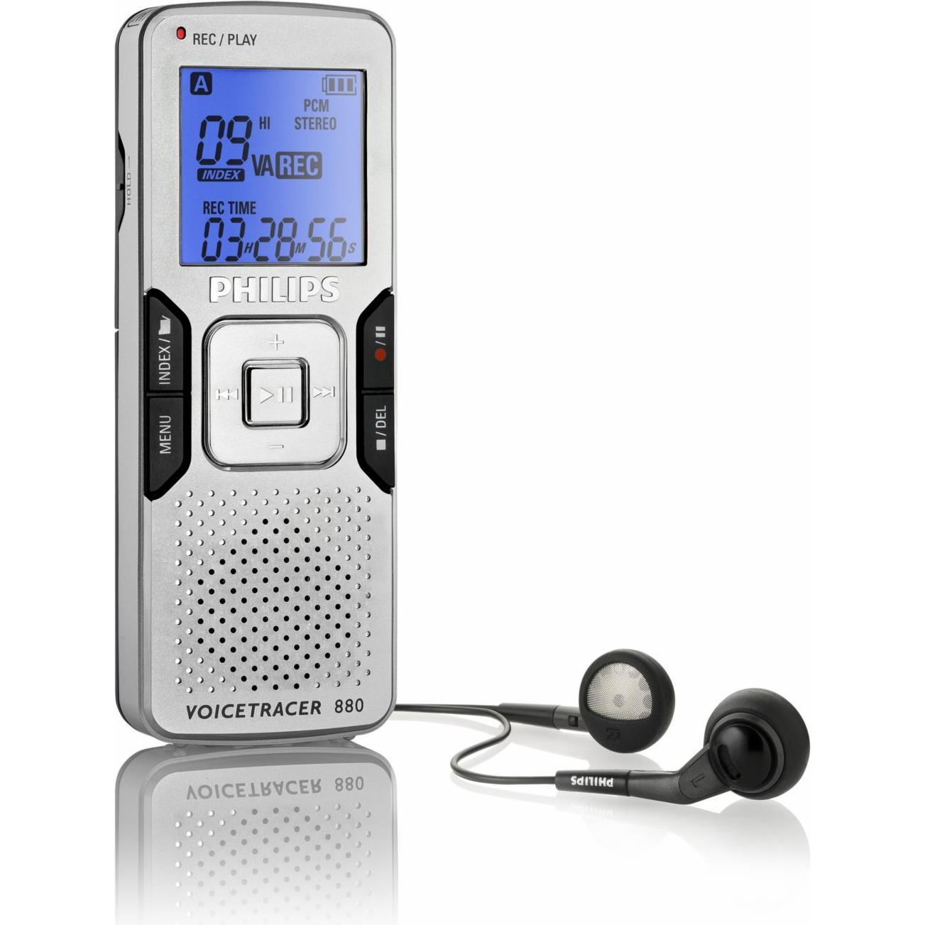 Philips Digital Voice Tracer LFH0880/00 (2 GB), Diktiergerät, Schwarz, Silber