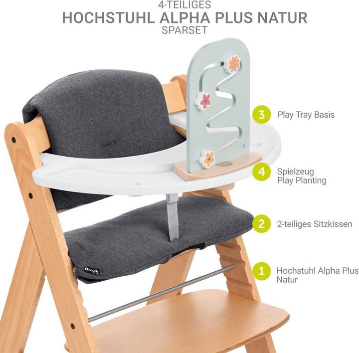 Actual product image Hauck Highchairs Highchair Alpha Plus Nature in economy set - incl. (Stair high chair)